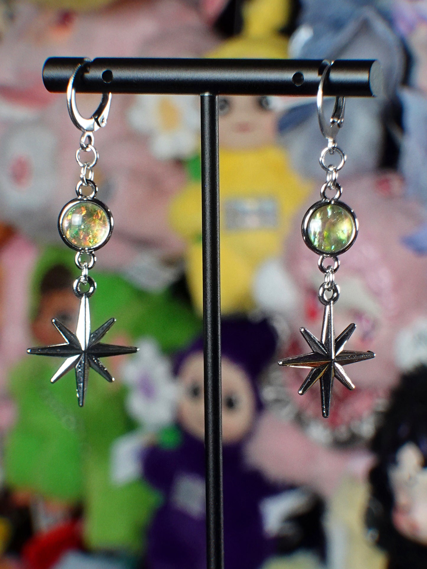 opal star earrings