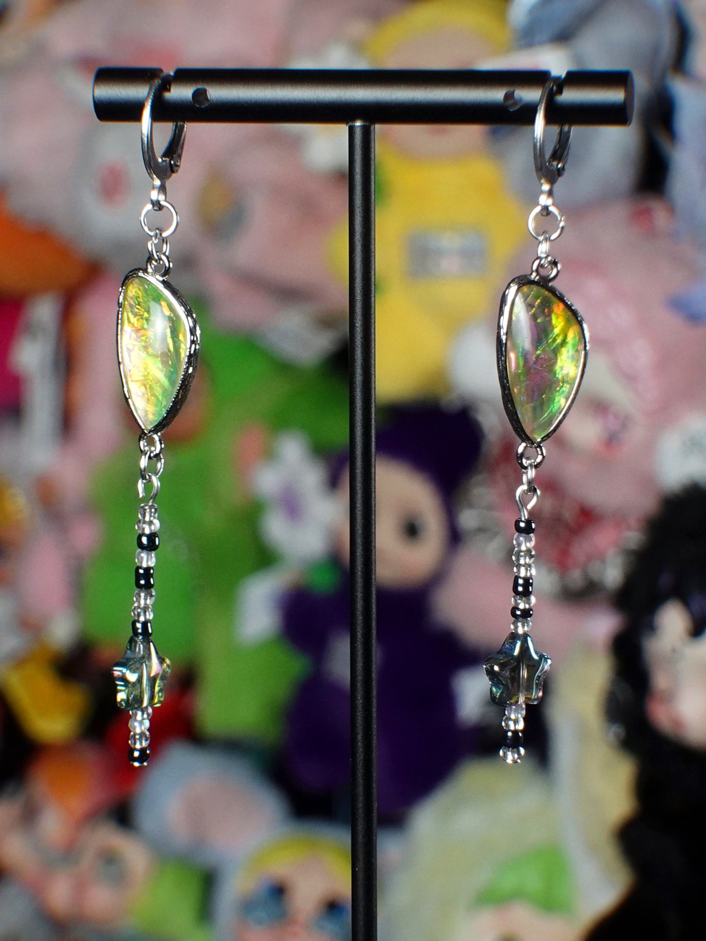 shooting opal earrings