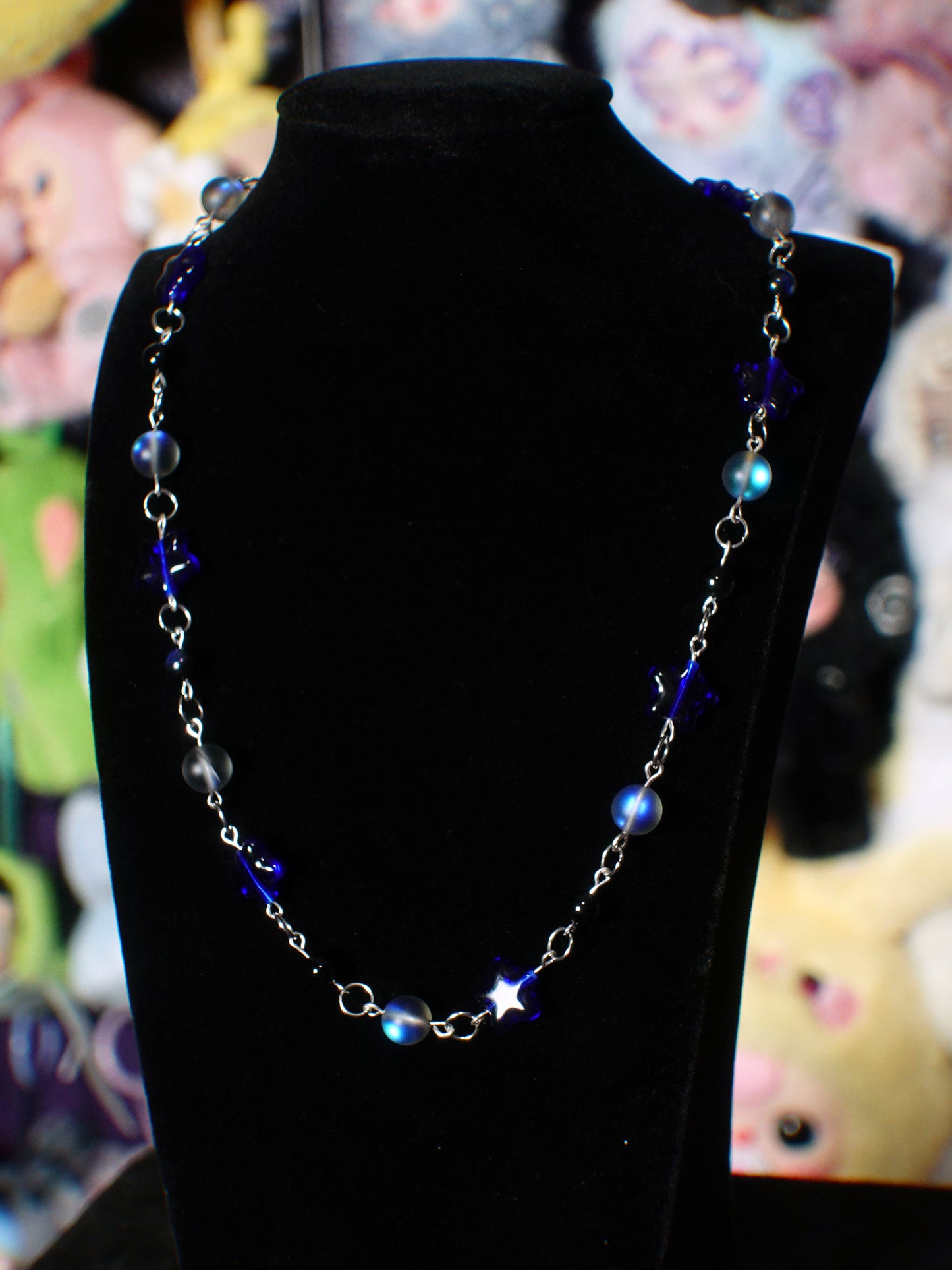 blue glow n stars necklace