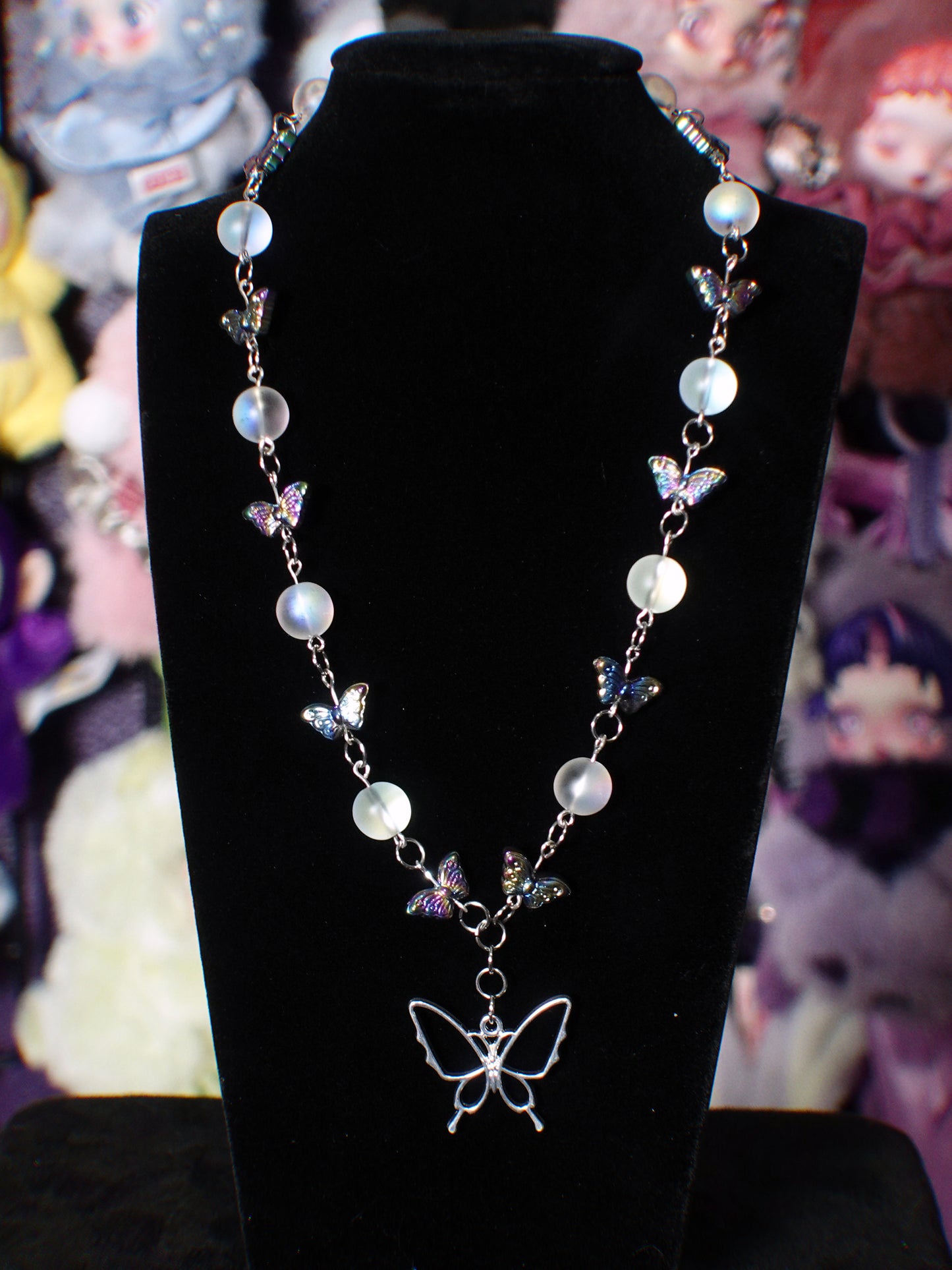 oil slick butterfly necklace