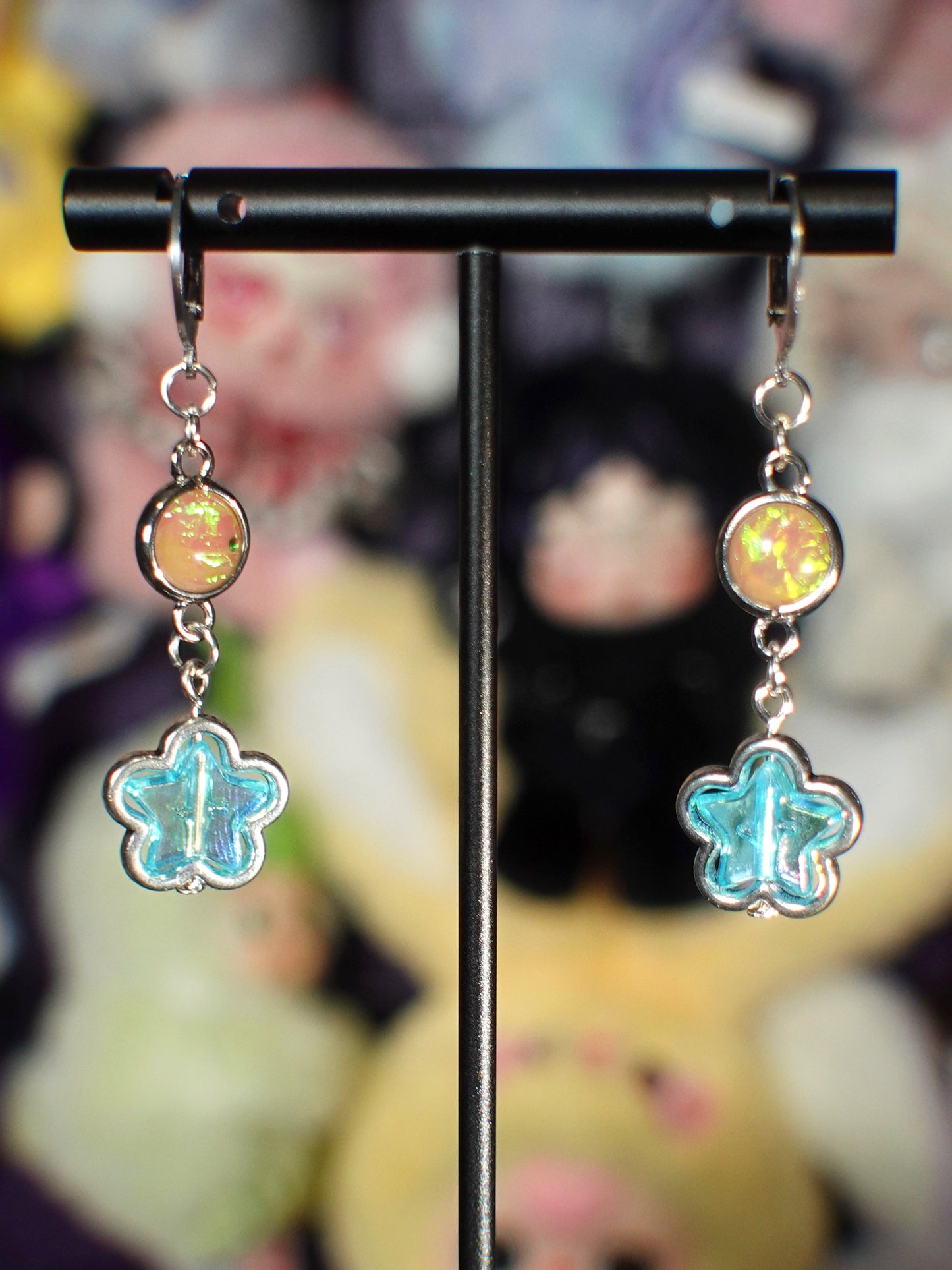 opal starflower earrings
