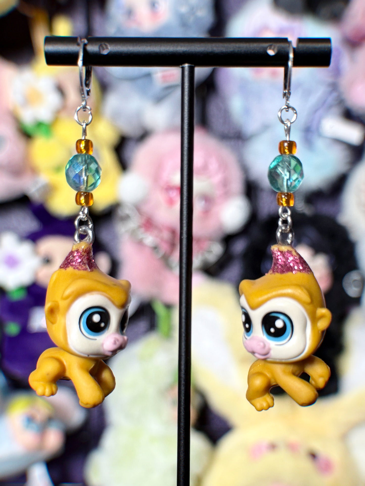 littlest pet shop earrings (yellow/orange)