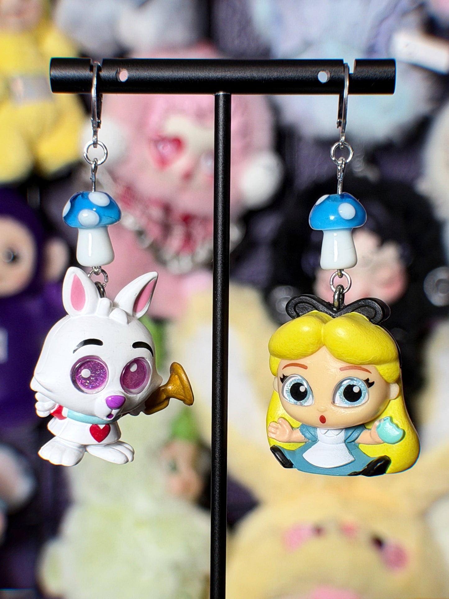 white rabbit n alice earrings