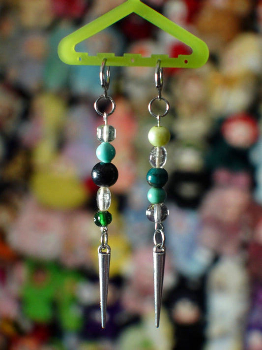 spiky sea glass earrings