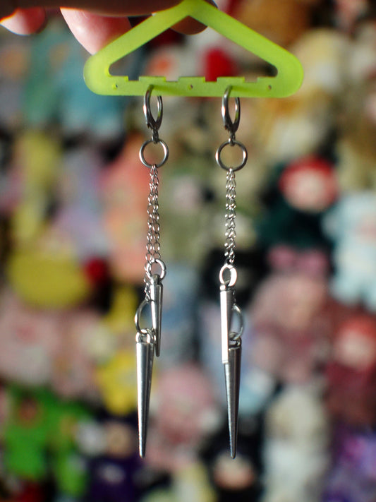 dangly duo spike earrings