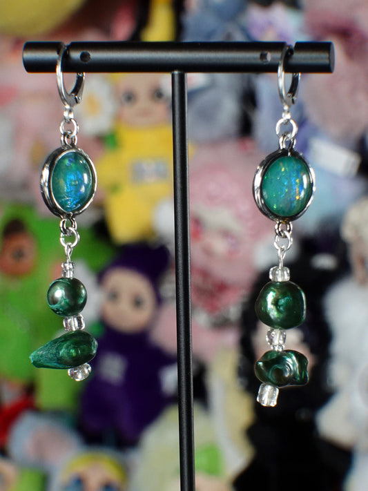 aqua pearl earrings