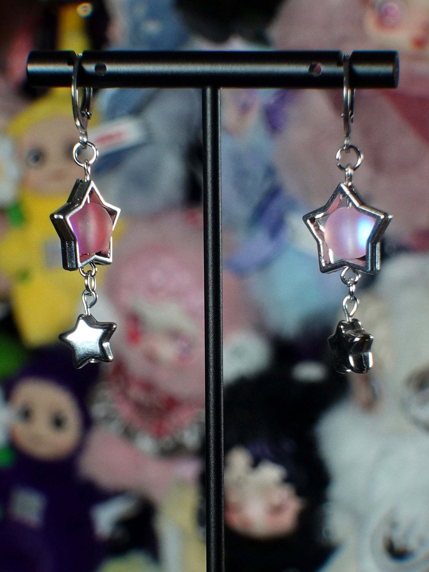 cotton candy stardrop earrings