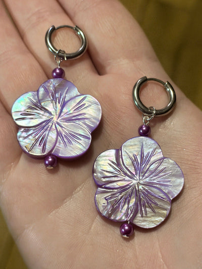 mystery mother of pearl flower earrings
