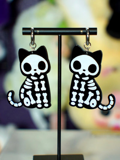 cat skeleton earrings