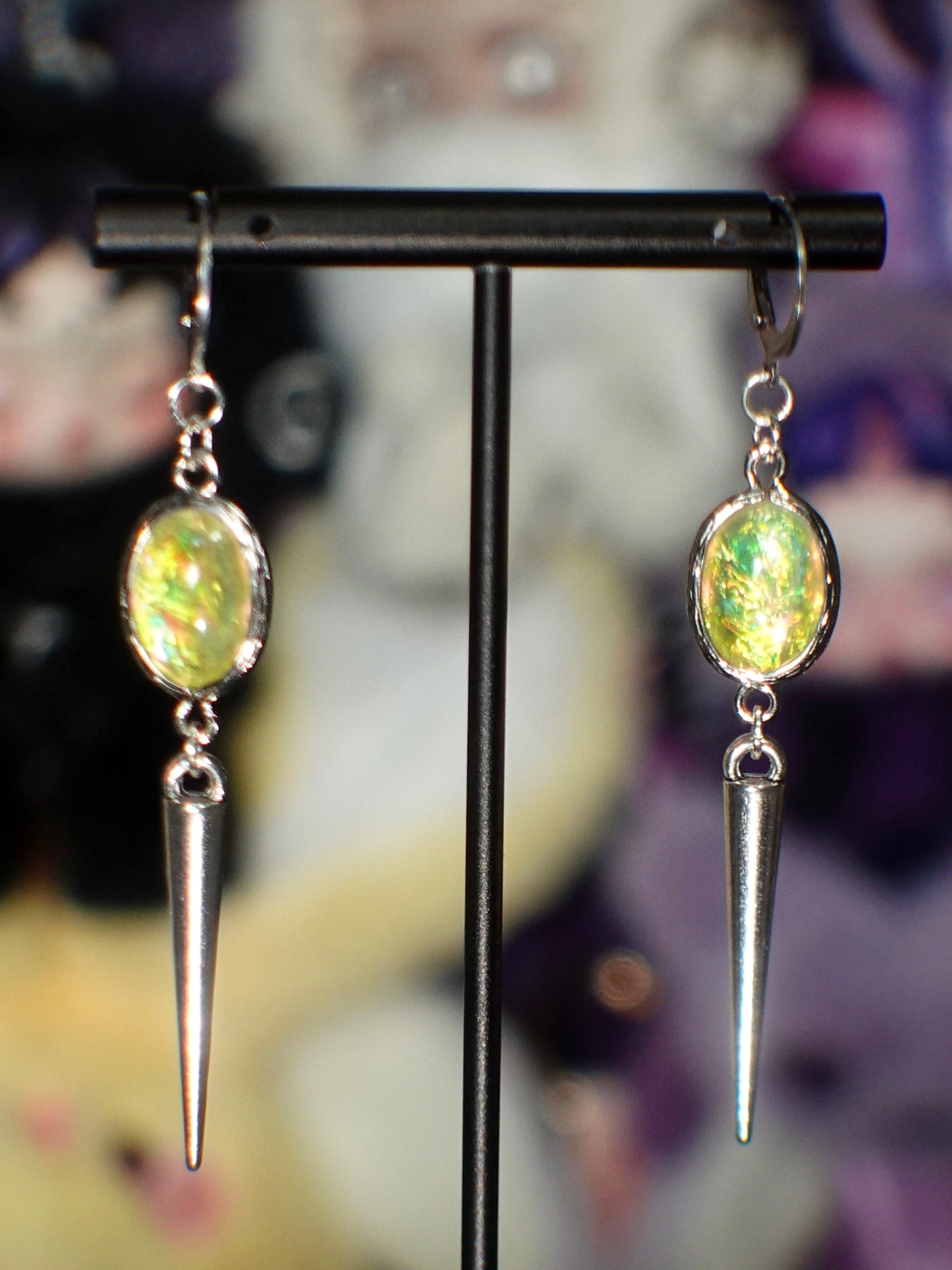 opal spike earrings (THREE COLORS)