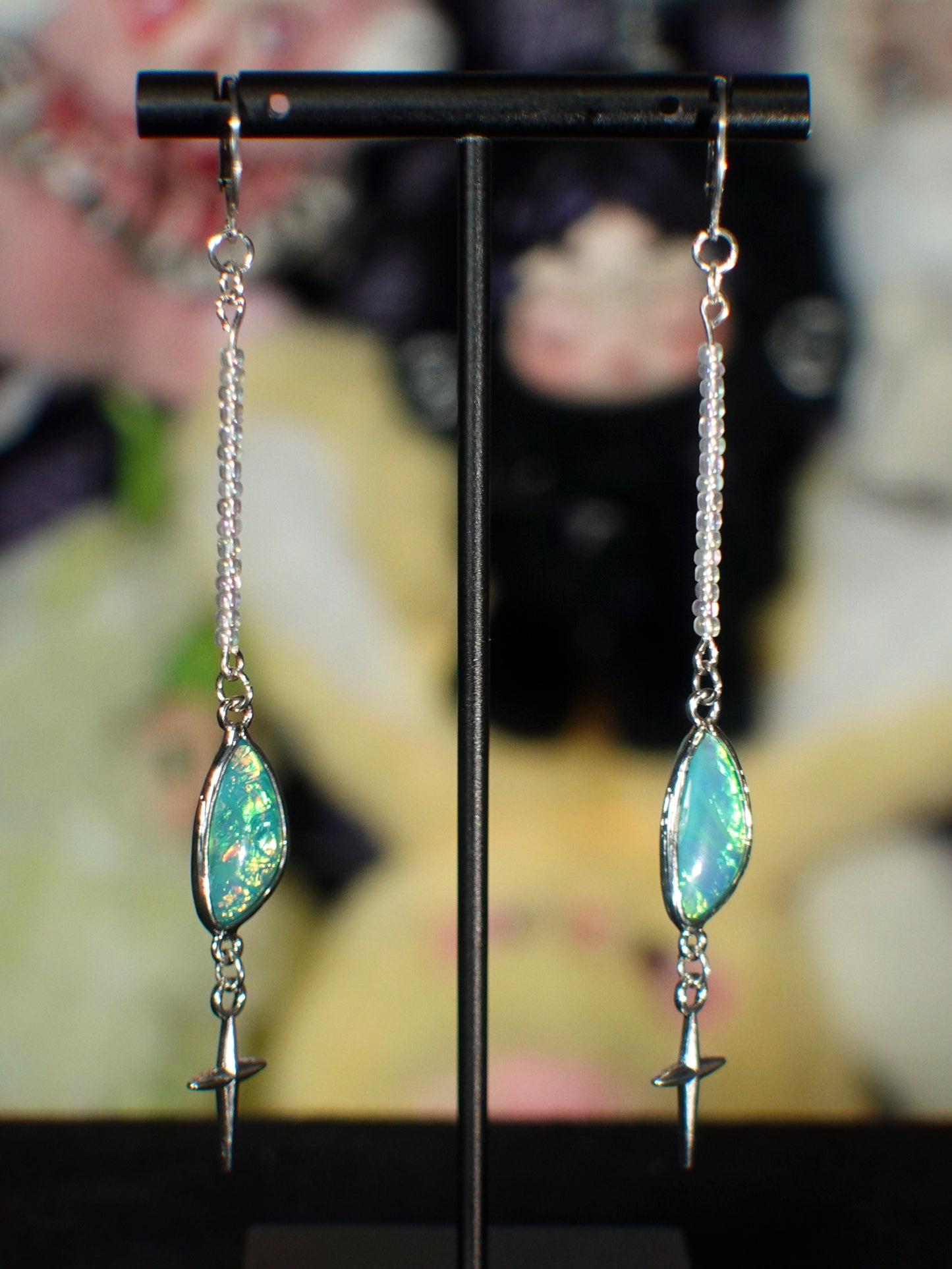 shooting opal star earrings