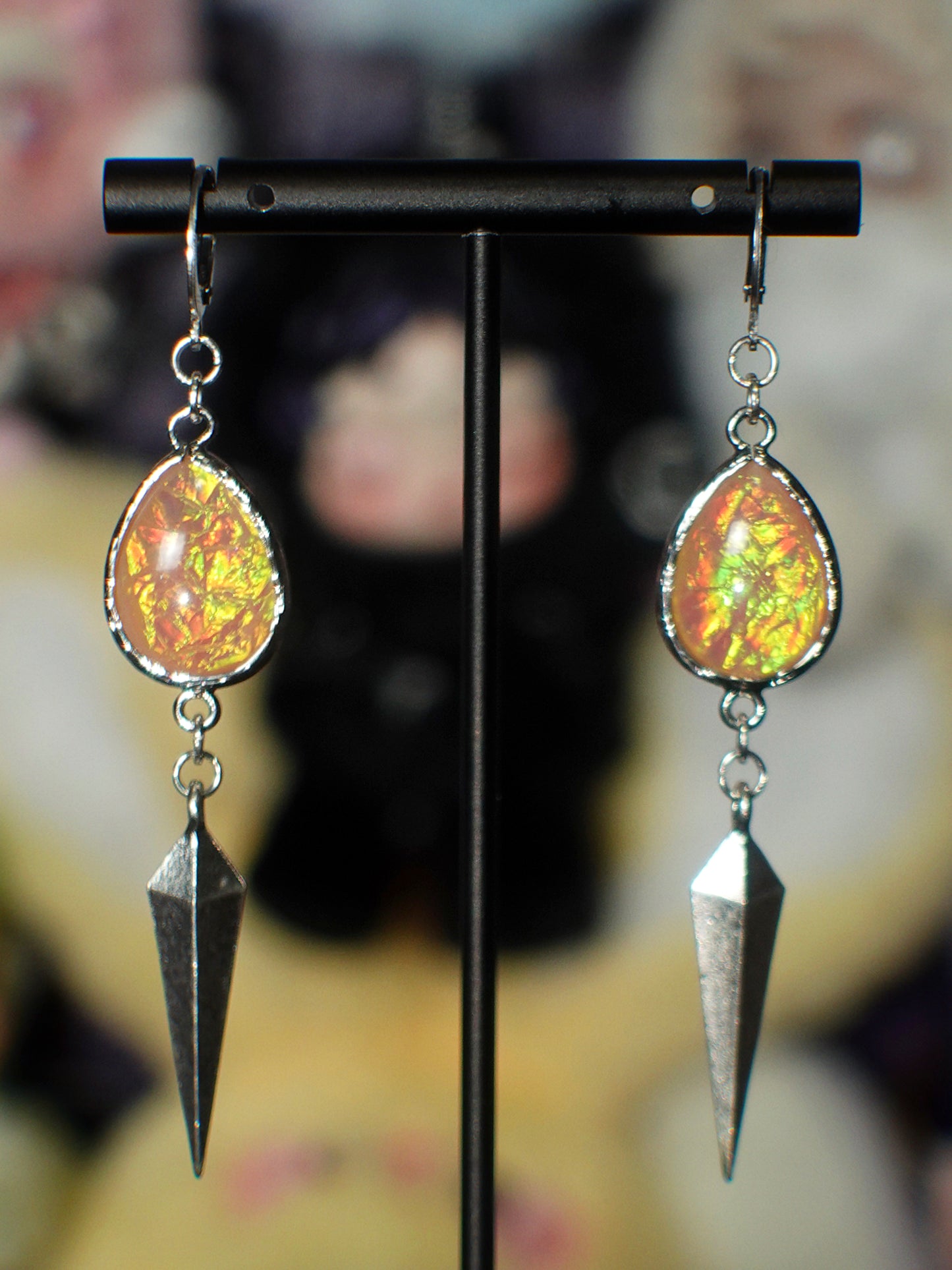 opal spear earrings