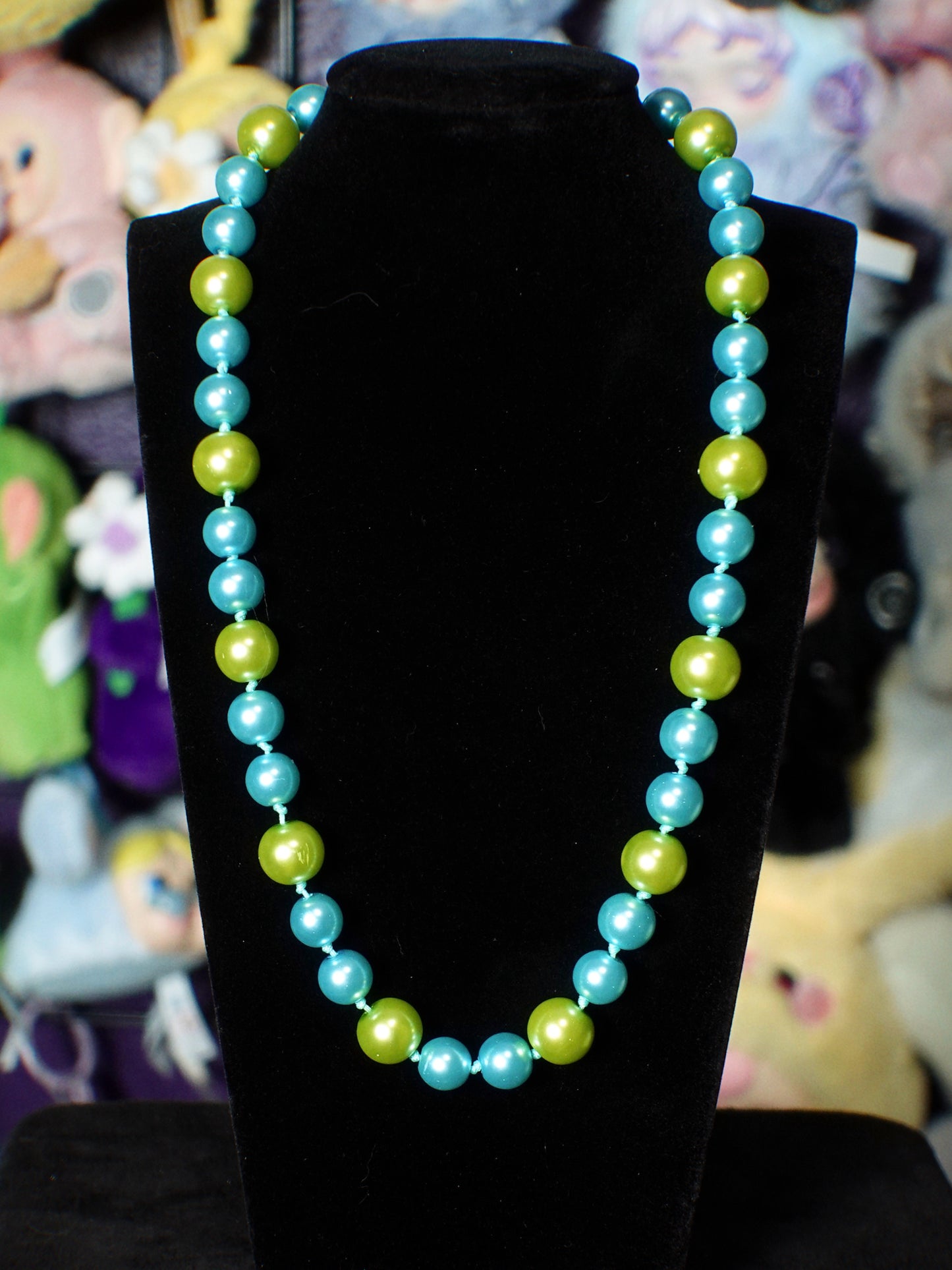 aqua n green chroma pearl necklace