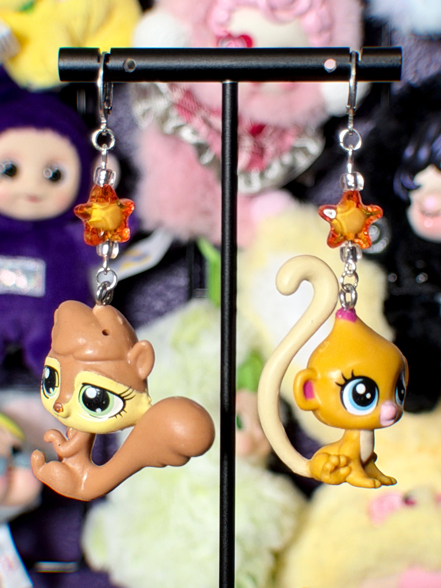 littlest pet shop earrings (yellow/orange)