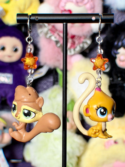 littlest pet shop earrings (yellow/orange)