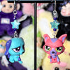 littlest pet shop earrings (pink/blue/purple)