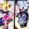 littlest pet shop earrings (pink/blue/purple)