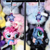 littlest pet shop earrings (pink/blue/purple)