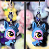 littlest pet shop earrings (pink/blue/purple)