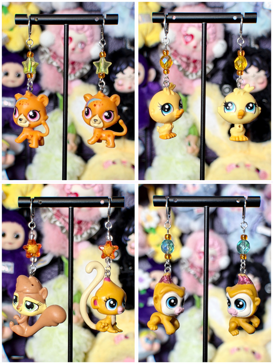 littlest pet shop earrings (yellow/orange)