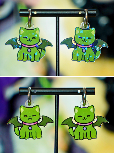 bat kitty earrings (two colors)