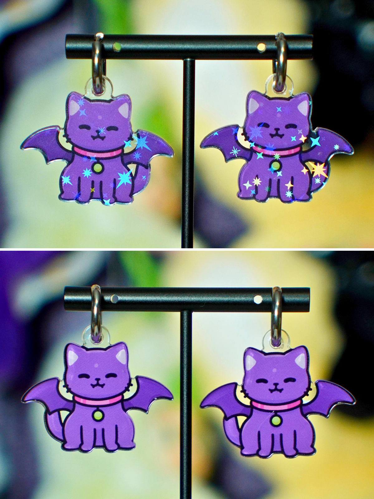bat kitty earrings (two colors)