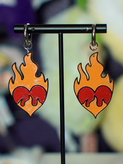 flaming heart earrings