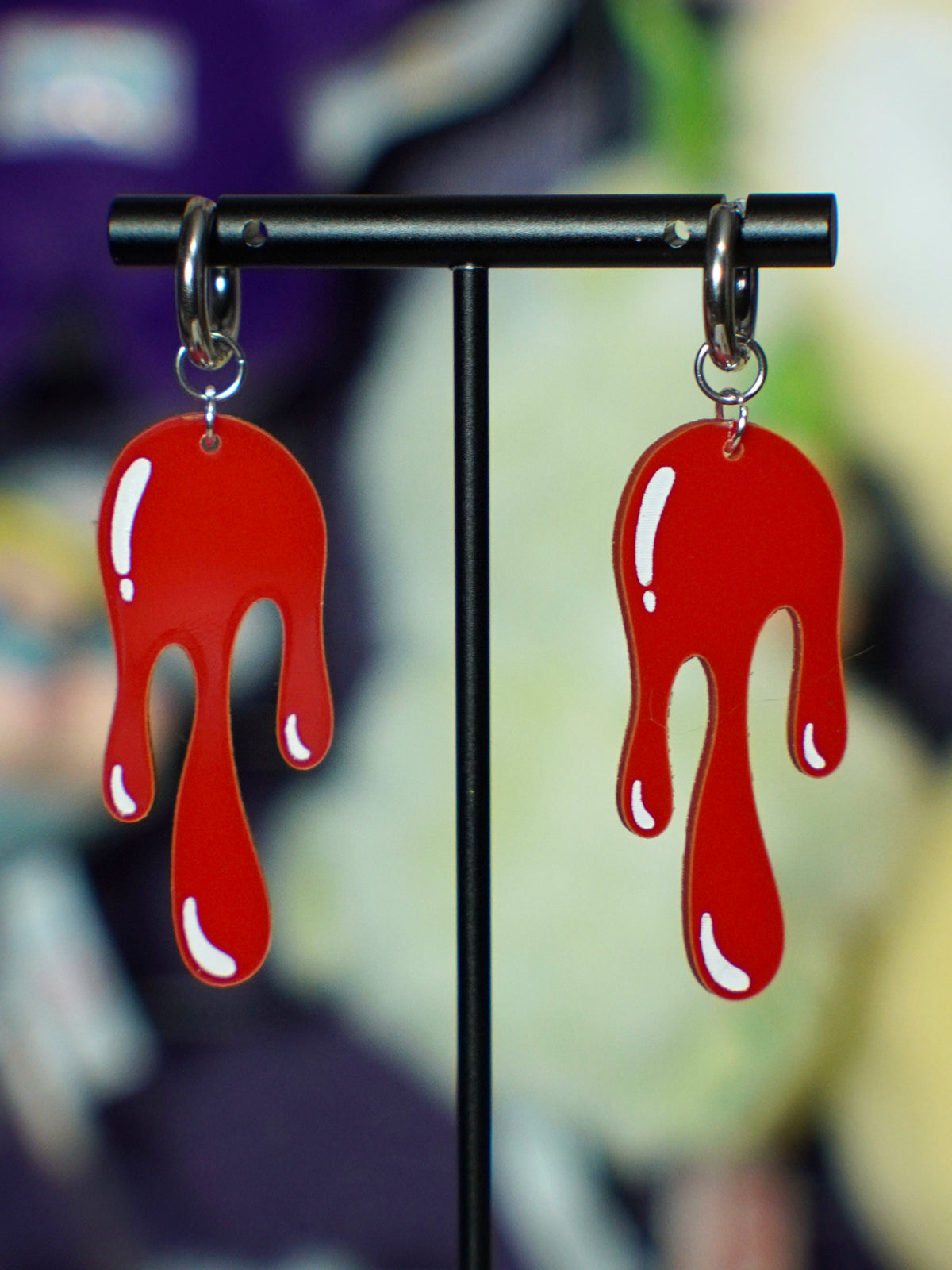 red blood drip earrings