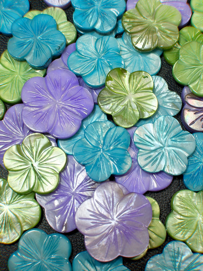 mystery mother of pearl flower earrings
