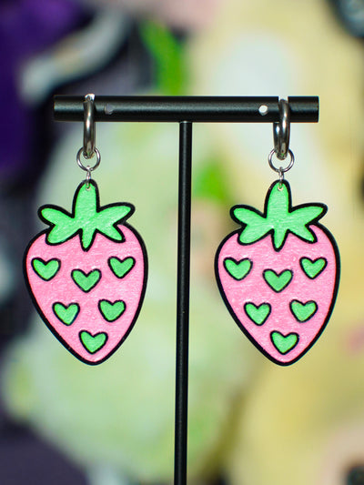neon strawberry earrings