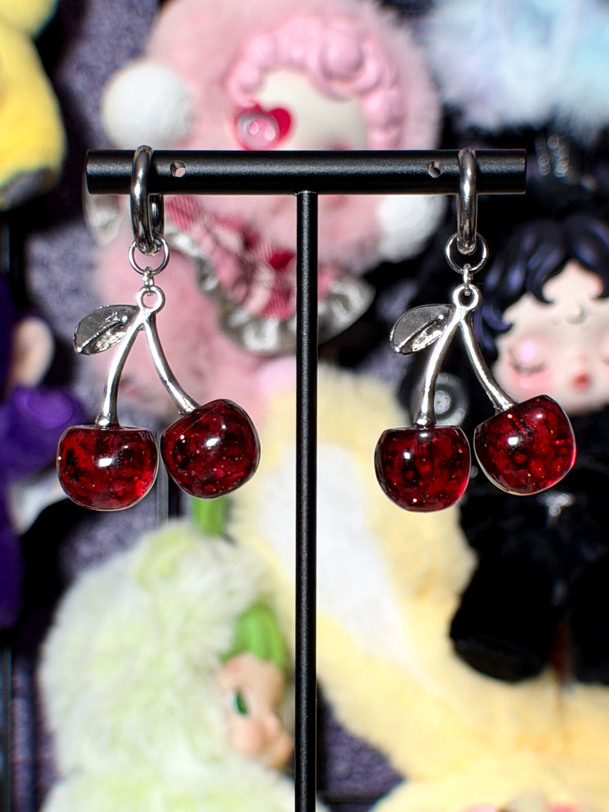 sparkling cherry earrings